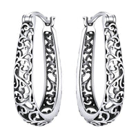 'Vintage Vine' Sterling Silver Hoop Earrings - Sterling Silver Earrings - Allora Jade