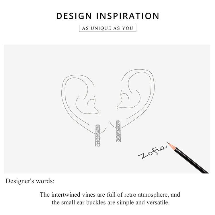 'Vintage Vine' Sterling Silver Hoop Earrings - Sterling Silver Earrings - Allora Jade