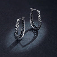 'Vintage Vine' Sterling Silver Hoop Earrings - Sterling Silver Earrings - Allora Jade