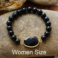 Black Onyx Charm & Beads Stretchy Bracelet - Womens Bracelets Crystal Bracelet - Allora Jade