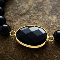 Black Onyx Charm & Beads Stretchy Bracelet - Womens Bracelets Crystal Bracelet - Allora Jade