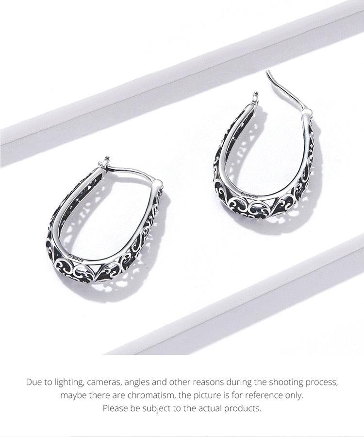 'Vintage Vine' Sterling Silver Hoop Earrings - Sterling Silver Earrings - Allora Jade