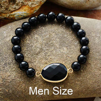 Black Onyx Charm & Beads Stretchy Bracelet - Womens Bracelets Crystal Bracelet - Allora Jade