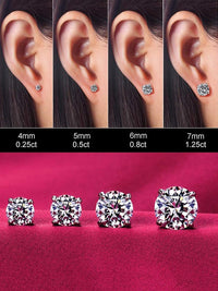 'Round CZ' Cubic Zirconia & Sterling Silver Stud Earrings - Sterling Silver Earrings - Allora Jade