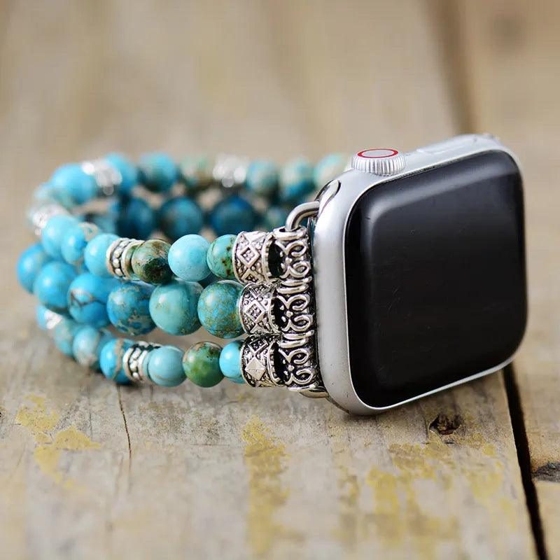 Sky Blue Jasper Stretchy Apple Watch Band - Apple Watch Bands - Allora Jade