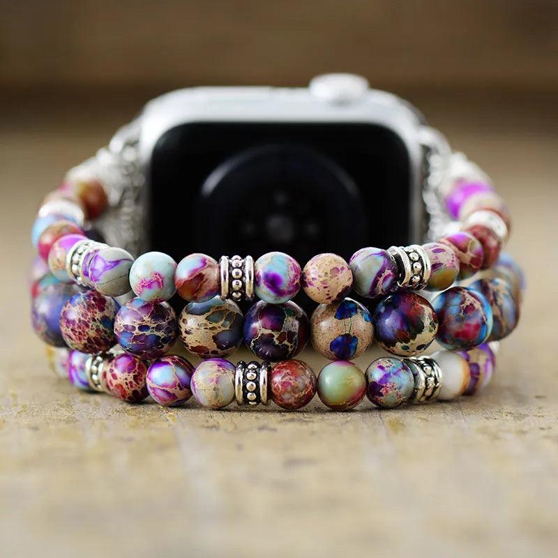 Purple Mix Jasper Stretchy Apple Watch Band - Apple Watch Bands - Allora Jade