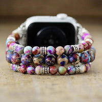 Purple Mix Jasper Stretchy Apple Watch Band - Apple Watch Bands - Allora Jade