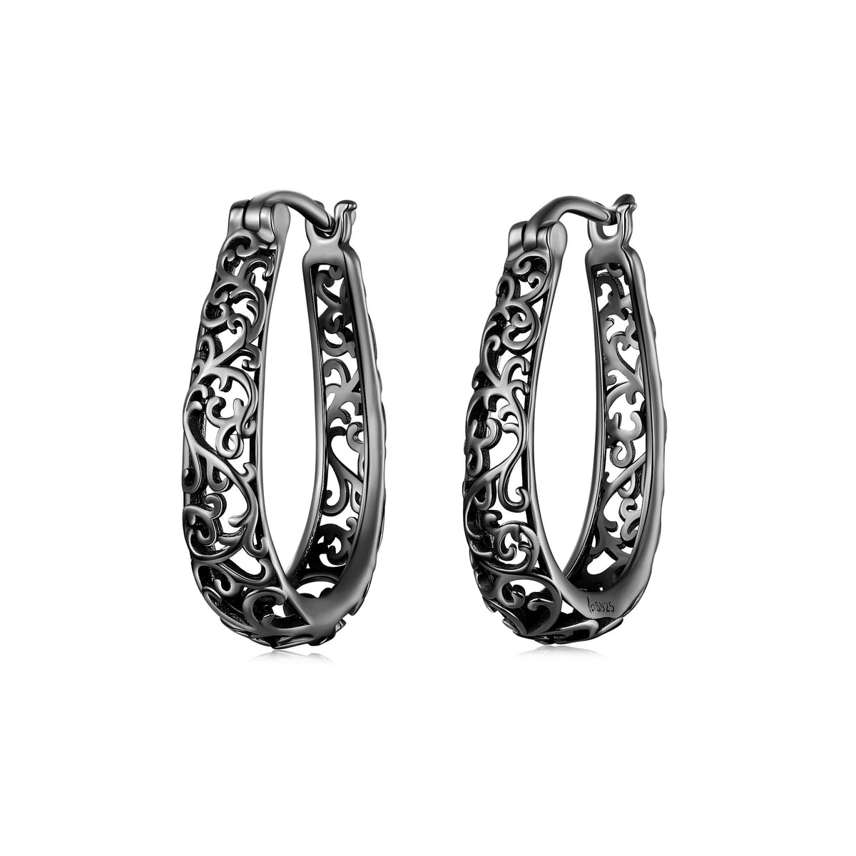 'Vintage Vine' Sterling Silver Hoop Earrings - Sterling Silver Earrings - Allora Jade