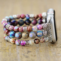 Purple Mix Jasper Stretchy Apple Watch Band - Apple Watch Bands - Allora Jade
