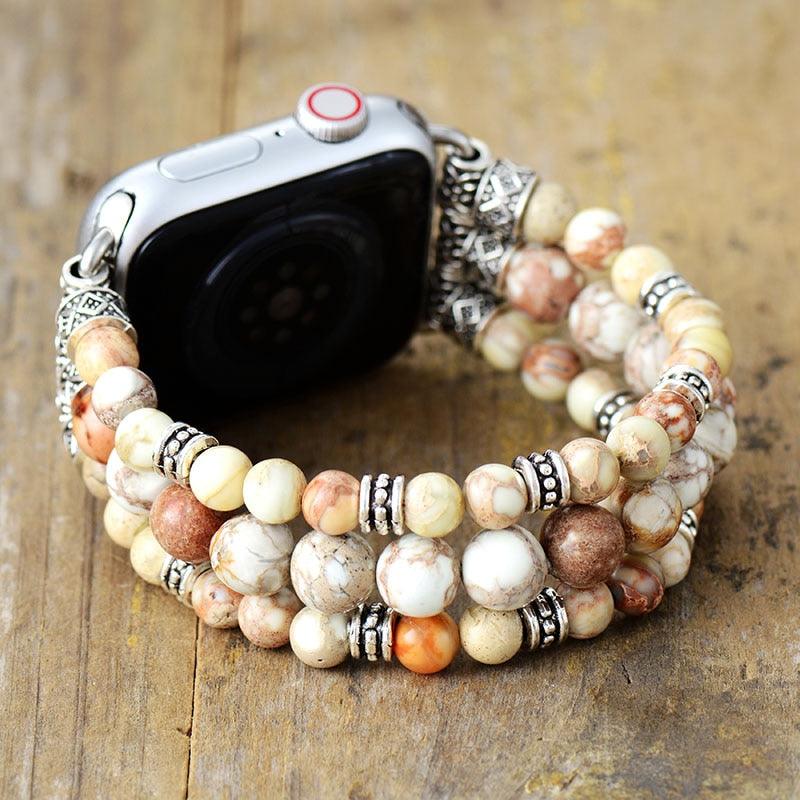 Ivory Jasper Stretchy Apple Watch Band - Apple Watch Bands - Allora Jade