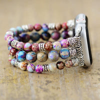 Purple Mix Jasper Stretchy Apple Watch Band - Apple Watch Bands - Allora Jade