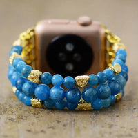 Apatite Gold Beads Stretchy Apple Watch Band - Apple Watch Bands - Allora Jade