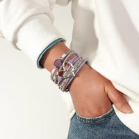 'Dalgu' Heart Charm Cuff Bracelet - purple - Womens Bracelets - Allora Jade