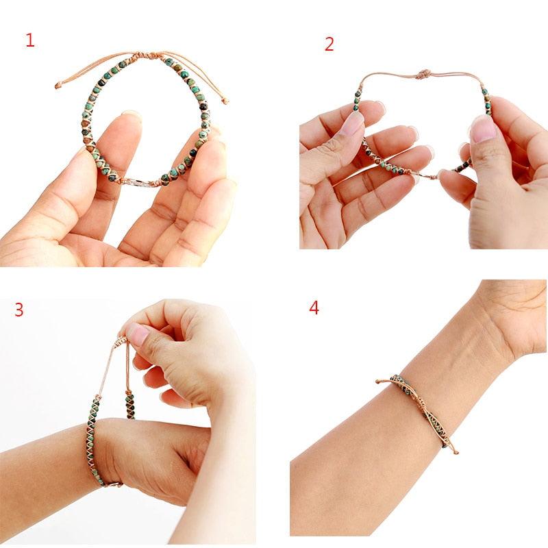 Onyx & Amazonite Heart Charm Braided Bracelet - Womens Bracelets Crystal Bracelet - Allora Jade