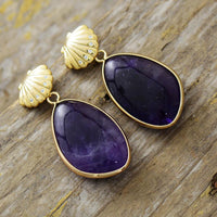 'Shells' Amethyst Drop Earrings - Womens Earrings Crystal Earrings - Allora Jade