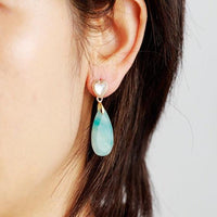 'Heart Drops' Amazonite Earrings - Womens Earrings Crystal Earrings - Allora Jade