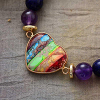 'Chakra Beads' & Jasper Heart Stretchy Bracelet - Womens Bracelets Crystal Bracelet - Allora Jade
