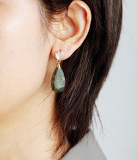 'Heart Drops' Labradorite Earrings - Womens Earrings Crystal Earrings - Allora Jade