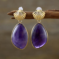 'Shells' Amethyst Drop Earrings - Womens Earrings Crystal Earrings - Allora Jade