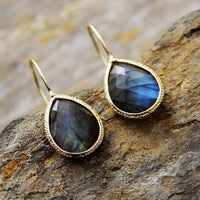 Faceted Labradorite earrings with blue shimmer – mystical crystal jewellery | ALLORA JADE