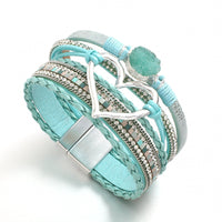 'Dalgu' Heart Charm Cuff Bracelet - mint - Womens Bracelets - Allora Jade