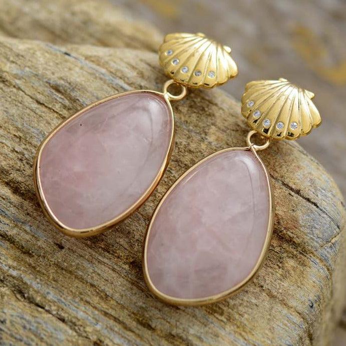 'Shells' Lapis Lazuli Drop Earrings - Womens Earrings Crystal Earrings - Allora Jade