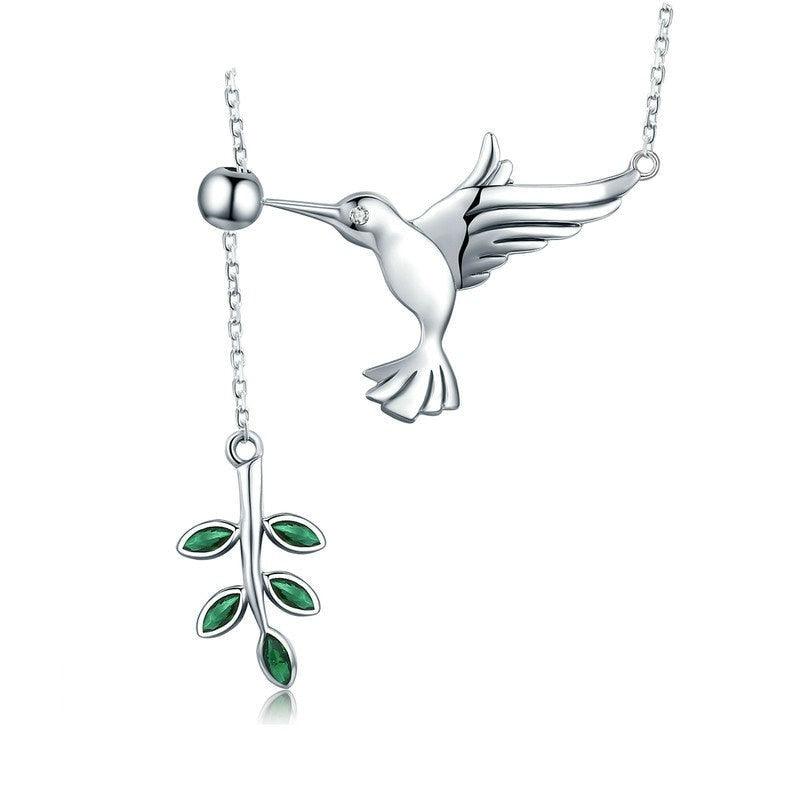 'Hummingbird' Pendant Necklace CZ and Sterling Silver - Sterling Silver Necklaces - Allora Jade