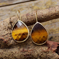 Faceted Tiger’s Eye earrings framed in gold – grounding crystal jewellery | ALLORA JADE