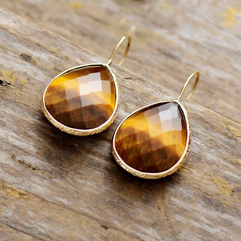 Tiger’s Eye Radiance Teardrop Earrings for everyday style and confidence - Allora Jade