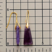 Amethyst Ascend Earrings – purple gemstone earrings on measurement chart showing approximate 4.5 cm length | ALLORA JADE