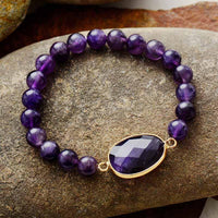 Amethyst Charm & Beads Stretchy Bracelet - Womens Bracelets Crystal Bracelet - Allora Jade