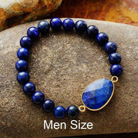 Lapis Lazuli Charm & Beads Stretchy Bracelet - Womens Bracelets Crystal Bracelet - Allora Jade
