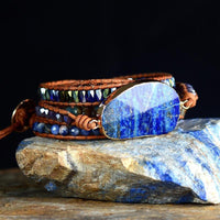 Lapis Lazuli Charm & Sodalite Wrap Bracelet - Womens Bracelets Crystal Bracelet - Allora Jade