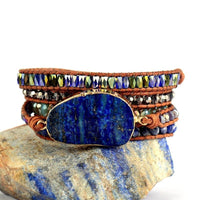 Lapis Lazuli Charm & Sodalite Wrap Bracelet - Womens Bracelets Crystal Bracelet - Allora Jade