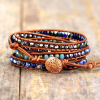 Lapis Lazuli Charm & Sodalite Wrap Bracelet - Womens Bracelets Crystal Bracelet - Allora Jade