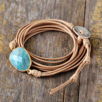 Natural Amazonite Charm Wax Cord Wrap Bracelet - 2 colours - Womens Bracelets Crystal Bracelet - Allora Jade