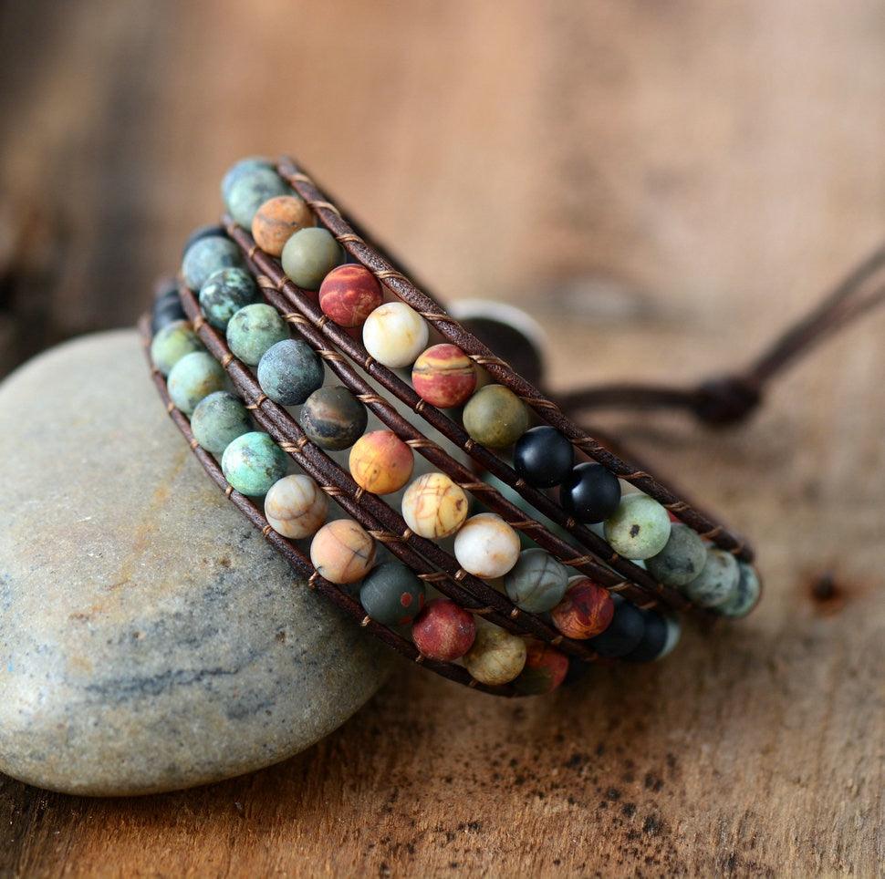 Jasper & Onyx Wrap Bracelet - Womens Bracelets Crystal Bracelet - Allora Jade