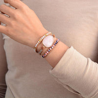 Jasper & Rose Quartz Charm Wrap Bracelet - Womens Bracelets Crystal Bracelet - Allora Jade