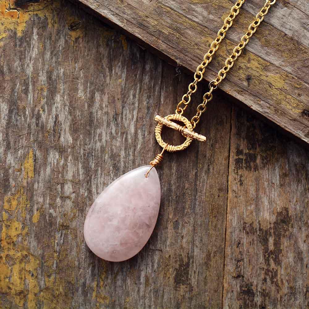 Natural rose shop quartz pendant