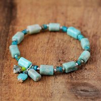 Amazonite & Blue Jasper Beaded Stretchy Bracelet - Womens Bracelets Crystal Bracelet - Allora Jade