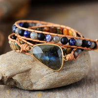 Jasper, Agate & Labradorite Charm Wrap Bracelet - Womens Bracelets Crystal Bracelet - Allora Jade