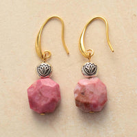 'Lotus Bead' Rhodonite Drop Earrings - Womens Earrings Crystal Earrings - Allora Jade