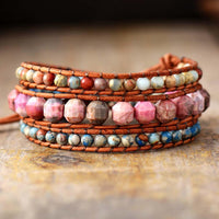 Rhodonite & Jasper Wrap Bracelet - Womens Bracelets Crystal Bracelet - Allora Jade