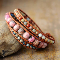 Rhodonite & Jasper Wrap Bracelet - Womens Bracelets Crystal Bracelet - Allora Jade