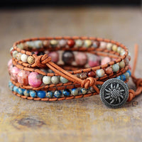 Rhodonite & Jasper Wrap Bracelet - Womens Bracelets Crystal Bracelet - Allora Jade