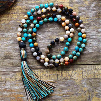 'Blue Tassel' Agate & Lava 108 Mala Beads - Womens Necklaces Crystal Necklace - Allora Jade