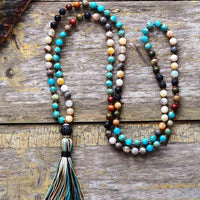 'Blue Tassel' Agate & Lava 108 Mala Beads - Womens Necklaces Crystal Necklace - Allora Jade