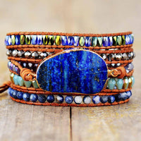 Lapis Lazuli Charm & Sodalite Wrap Bracelet - Womens Bracelets Crystal Bracelet - Allora Jade