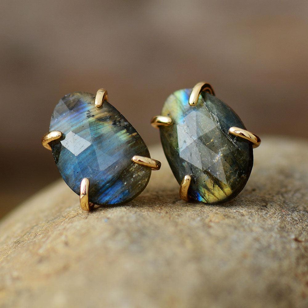 Labradorite stud store earrings