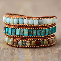 Jasper & Amazonite Wrap Bracelet - Womens Bracelets Crystal Bracelet - Allora Jade